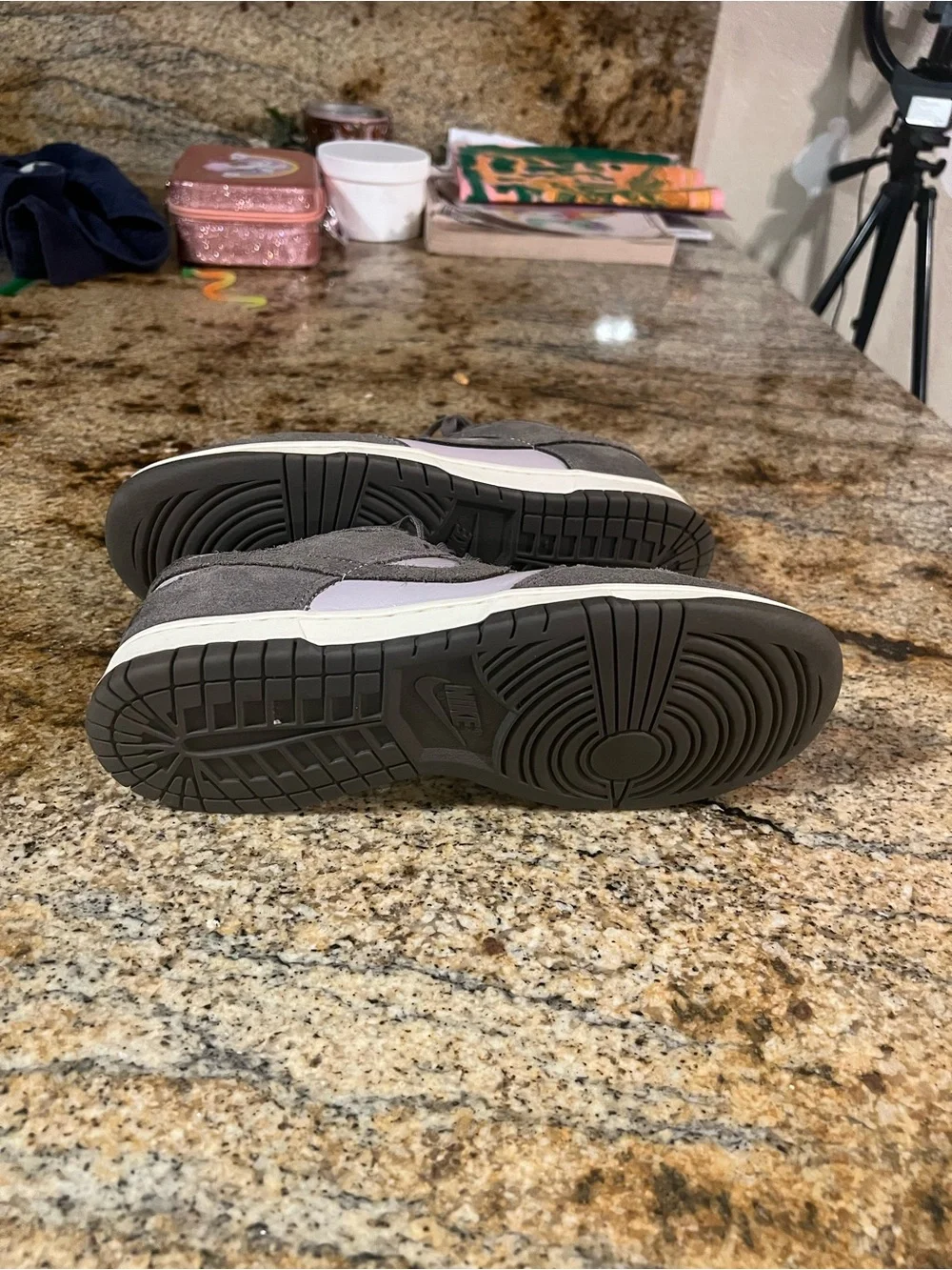 Nike Men’s Low-Top Sneakers — Gray and Light Purple Accent